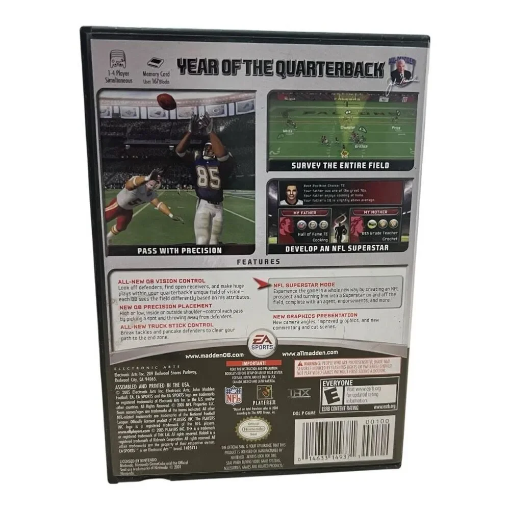 Nintendo GameCube Exclusive License EA Sports Madden NFL 06 Video Game Disc OS